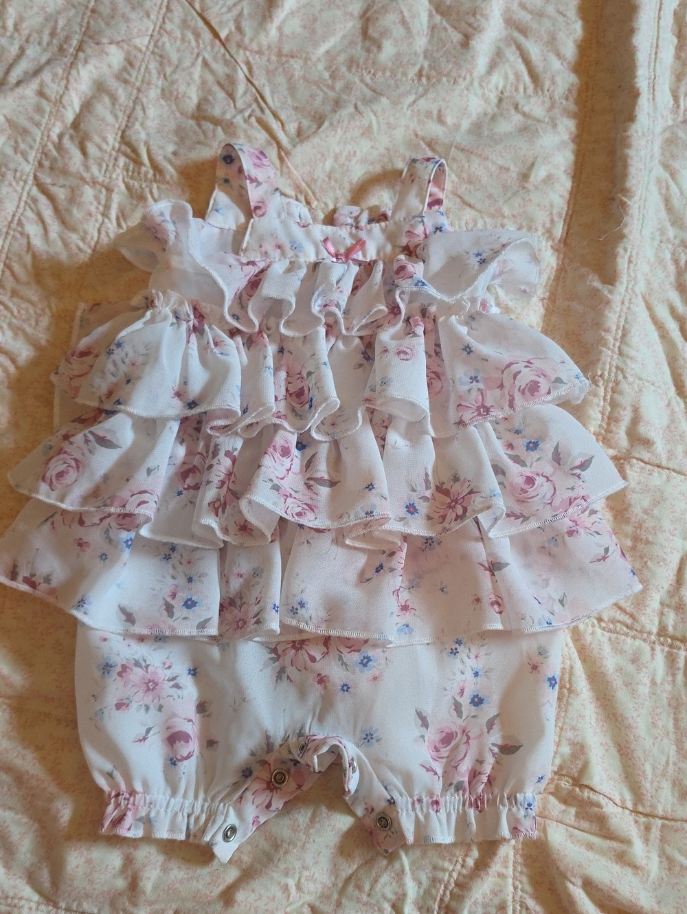 Edgehill Collection White Floral Ruffle Romper